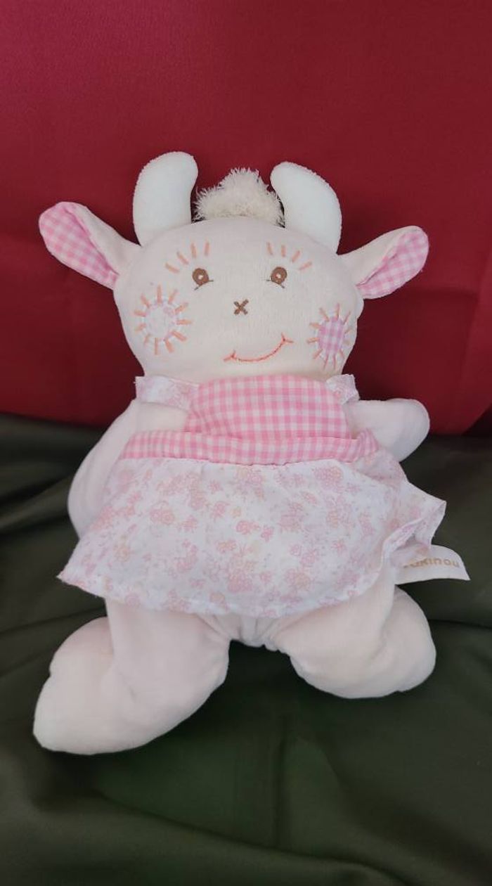 Doudou girafe vache rose fleurs TAKINOU - photo numéro 4