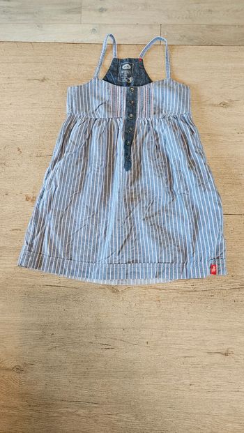 Robe courte à bretelles, bleue lignée, EDC, 8/9 ans, nickel