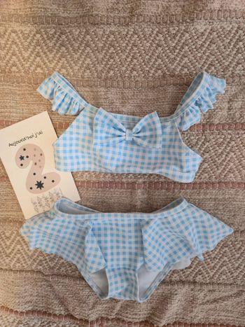 Maillot deux pièces vichy bleu ciel 2 ans Shein neuf