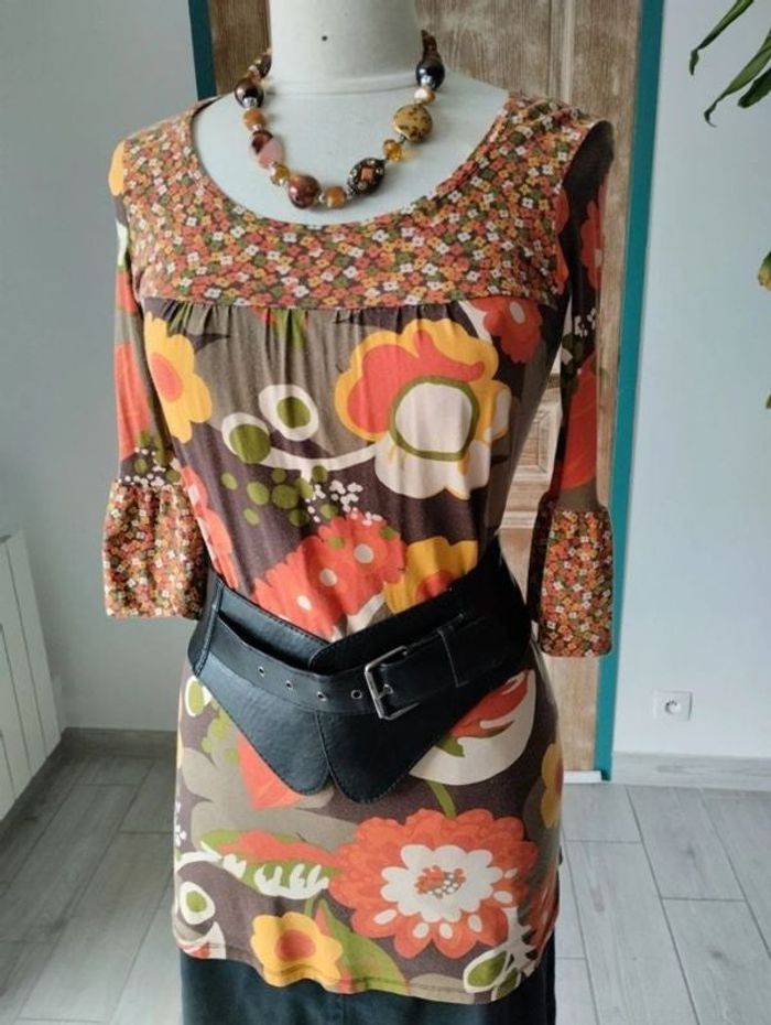 Blouse style rétro vintage manches 3/4🤎