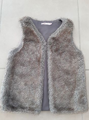 Gilet sans manche fausse fourrure marron fille 10 ans GEMO TBE