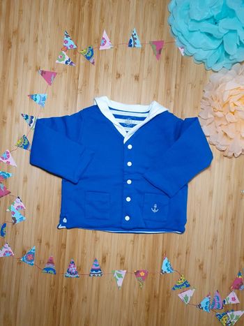 Gilet Petit Bateau 6 mois 67 cm veste marin teddy