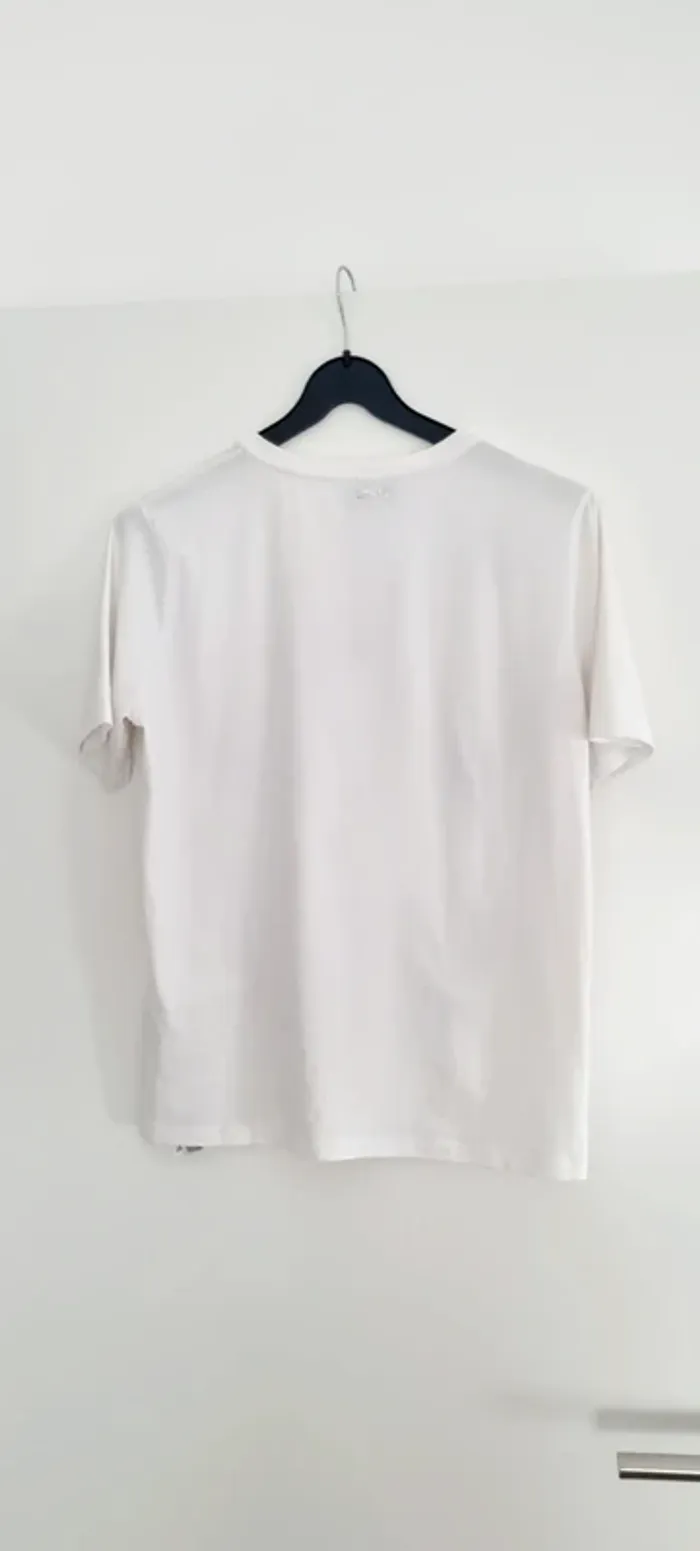 Tee-shirt blanc cœur strass doré liu jo 38 - photo numéro 8