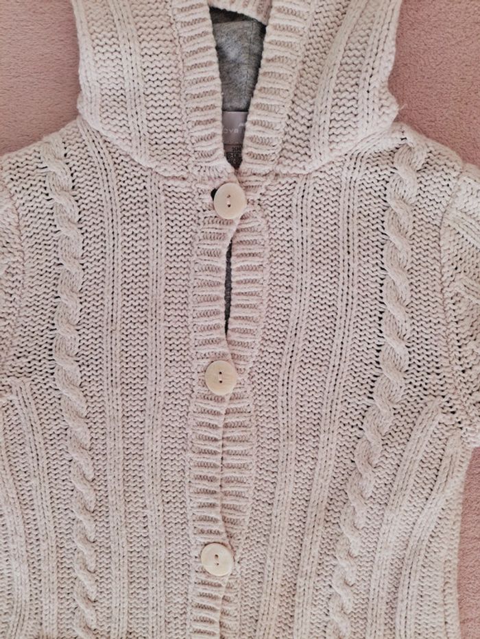 Gilet long doublé à capuche Cyrillus 3 ans rose clair - photo numéro 2