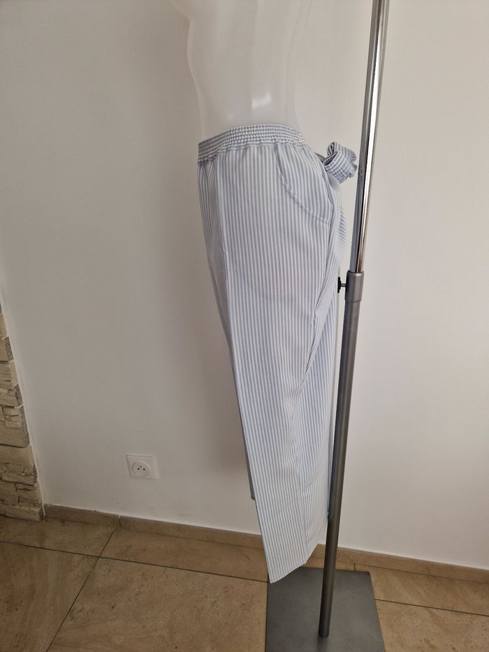 Pantalon blanc rayé bleu clair, Edmée Collection - photo numéro 4