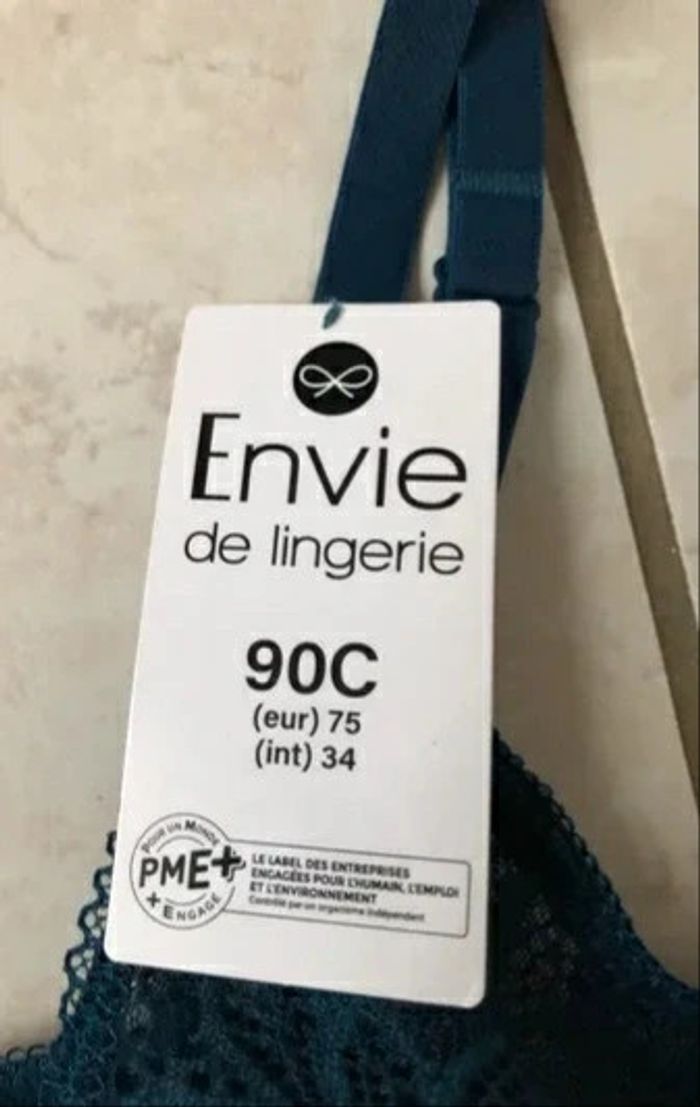 Soutien-gorge Envie de lingerie bleu salomé 90C Neuf avec son étiquette - photo numéro 3