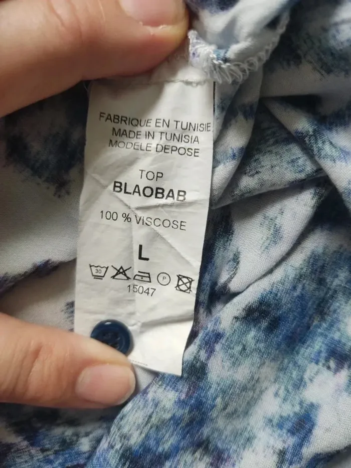 Blouse / top manches courtes léopard violet noir bleu blanc taille L Sud Express - photo numéro 8