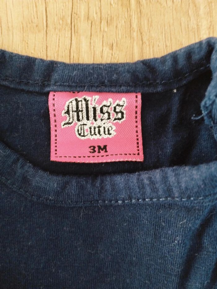 T-shirt manches longues fille bleu marine taille 3 mois Miss Cutie - photo numéro 3