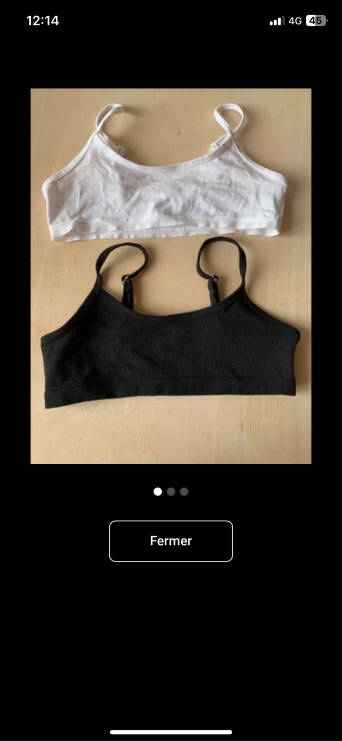 Lot 2 brassières Kiabi 10 ans