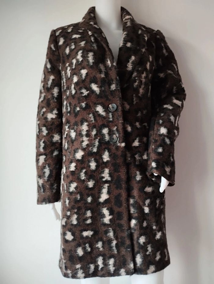 Manteau motif léopard Promod taille s en laine - photo numéro 2