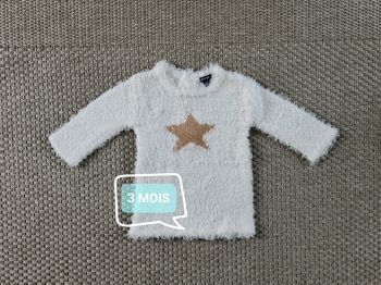Robe pull courte pilou blanche et dorée - 3 mois