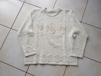 Pull beige chiné col rond