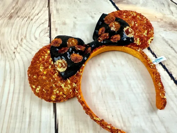 Ears (serre tête) oreilles de Minnie sequins orange Tokyo Disneyland halloween - photo numéro 7