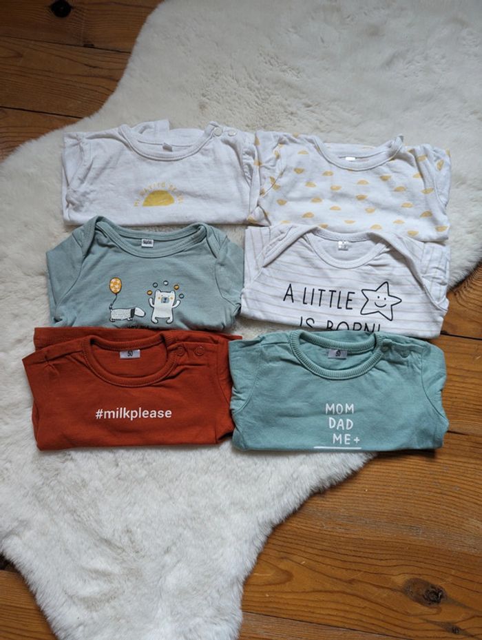 Lot de 6 t-shirts naissance/1 mois