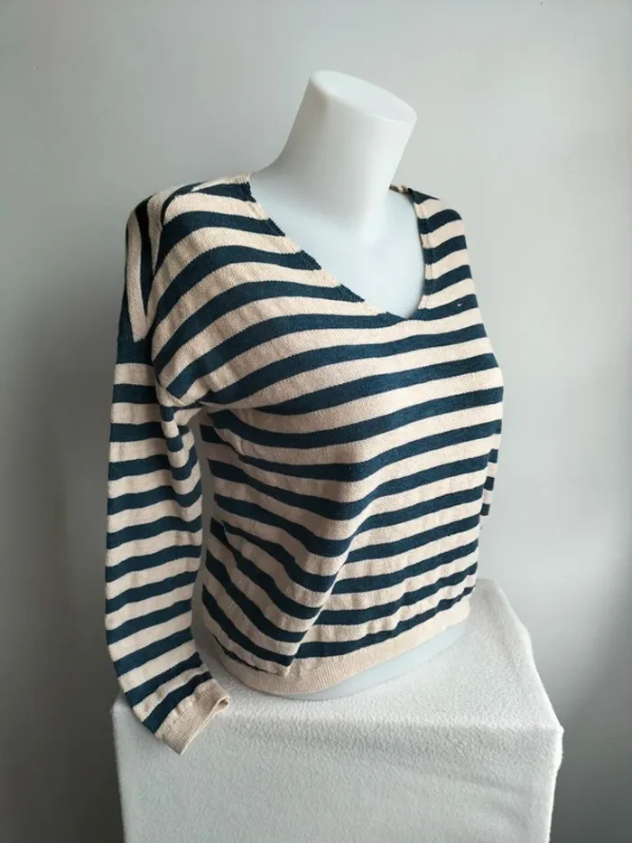 Pull Léger Femmes Col V - Tommy Hilfiger - Denim - Taille XXS - photo numéro 2