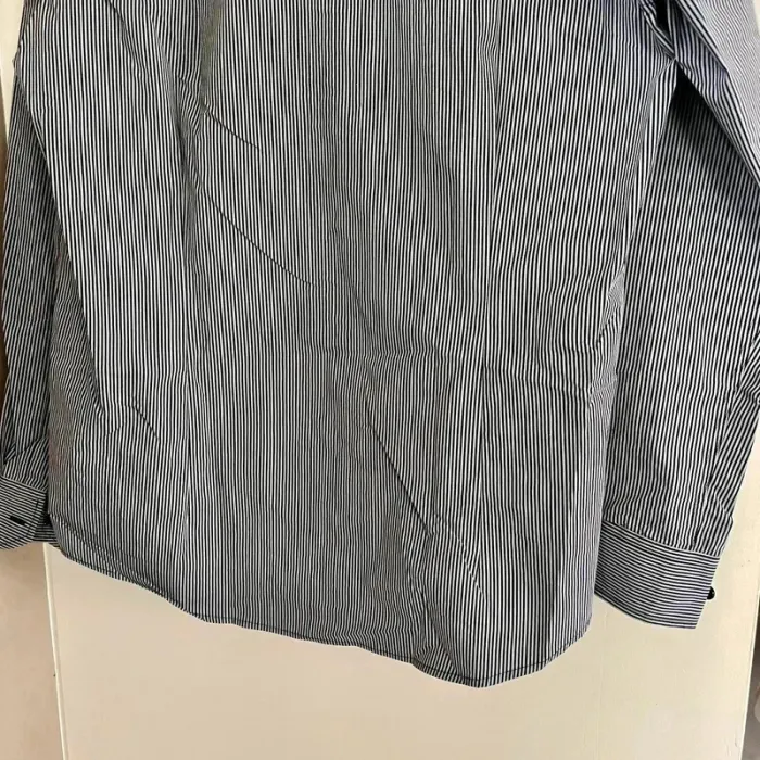 Chemise homme L rayée noire et blanche coupe slim fit, manches longues col classique V031 - photo numéro 7