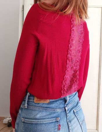 Blouse crêpe rouge dentelle Nafnaf