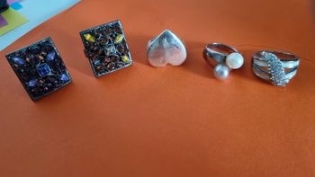 Lot de 4 bagues argenté femme homme