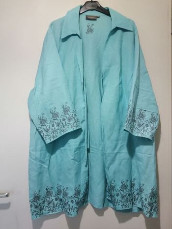 Magnifique veste Ikebana bleue turquoise. Taille 52.