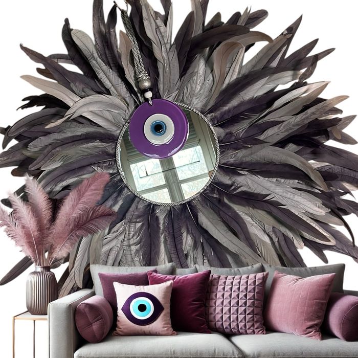 Nazar – Juju-hat bohème, plumes et œil protecteur - photo numéro 5