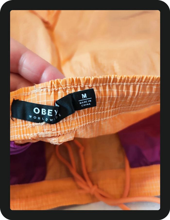 Short de bain orange carreaux blanc Obey Taille M - photo numéro 4