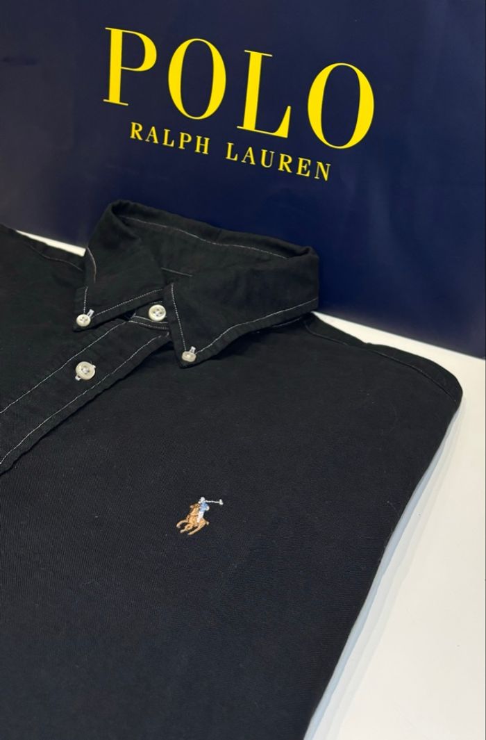 🖤 Chemise Homme Ralph Lauren Neuve Noire Logo Coloré - Taille L/40