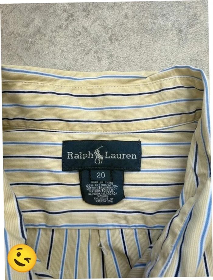 Chemise Ralph Lauren manche longue Taille L jaune Homme Men CHE20 - photo numéro 3