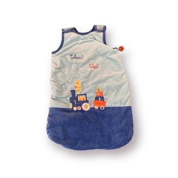 Les Chatounets Gigoteuse Turbulette bleu train