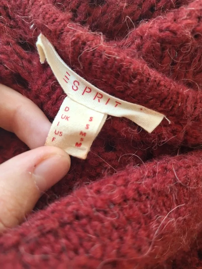 Chale/gilet en laine, alpaga et acrylique rouge bordeau femme S - photo numéro 6
