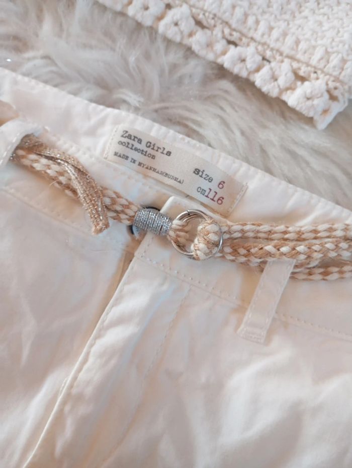 Lot fille Zara 💖 6 ans short + crop top en maille blanc cassé - photo numéro 7