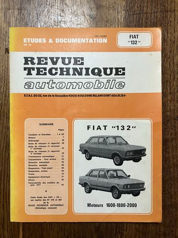 Revue technique automobile-Fiat 132-Moteurs 1600-1800-2000