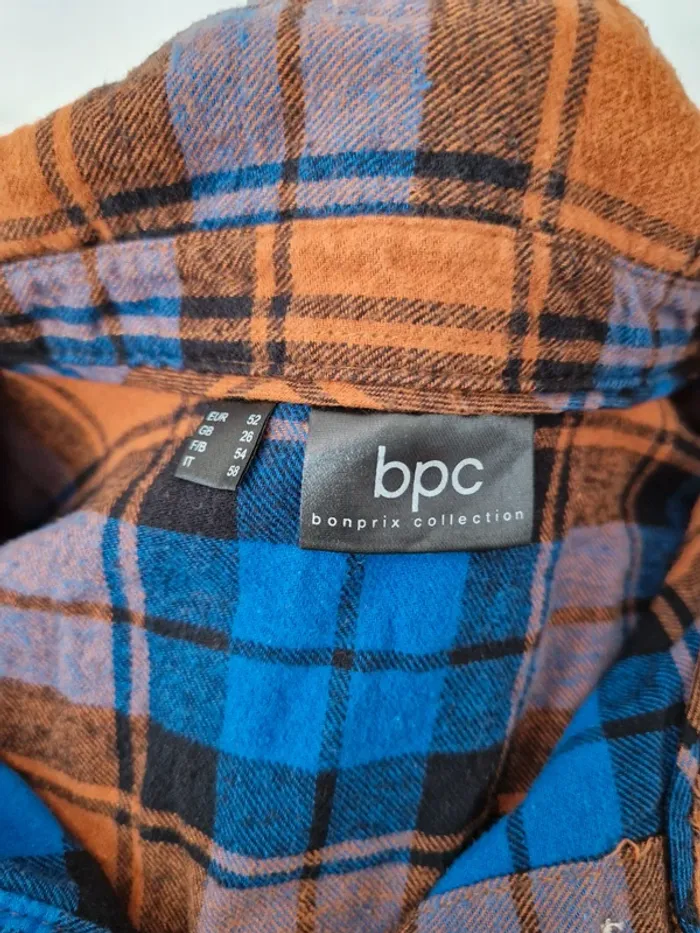 Veste chemise a carreaux bleu orange bon prix taille 52 - photo numéro 7