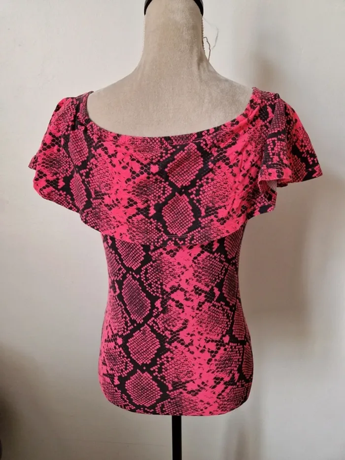 Body Jennyfer effet serpent taille L rose fluo - photo numéro 4