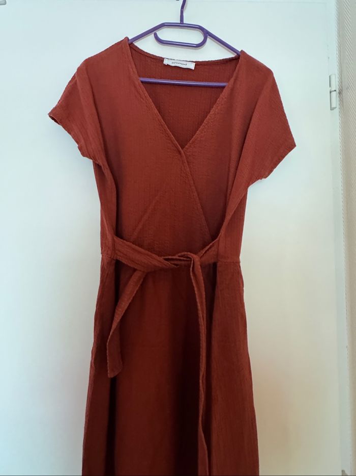 Robe crêpe couleur rouille / marron - photo numéro 4