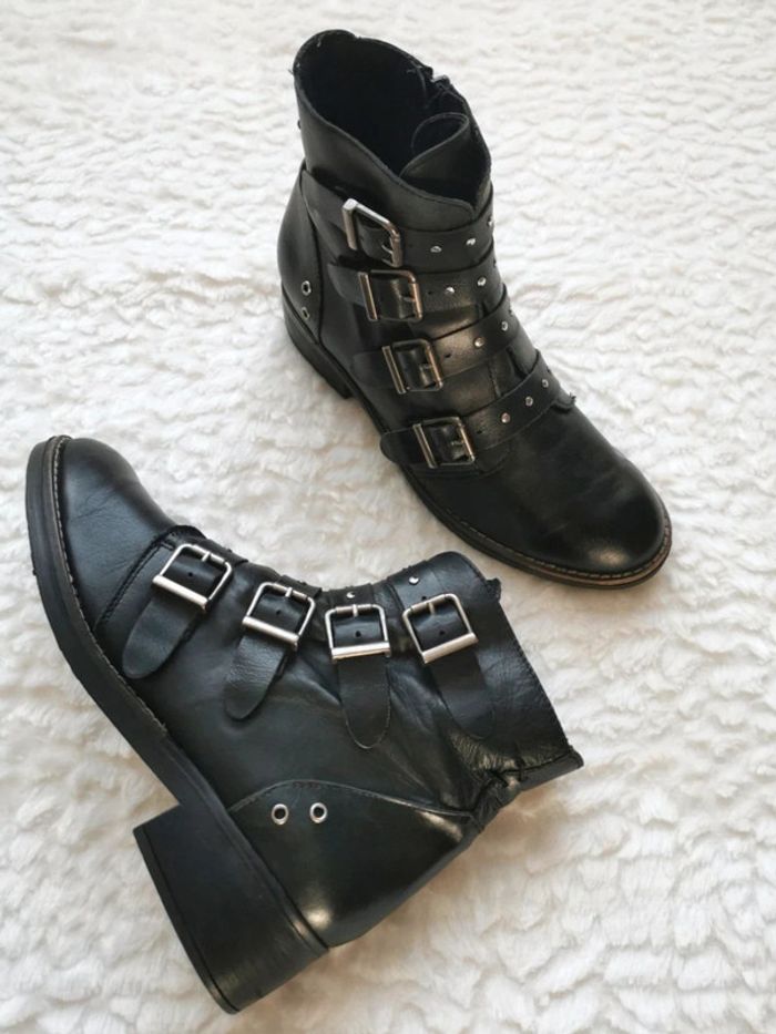 Bottines boots à brides rivets Musse & cloud 40 tout cuir - photo numéro 3