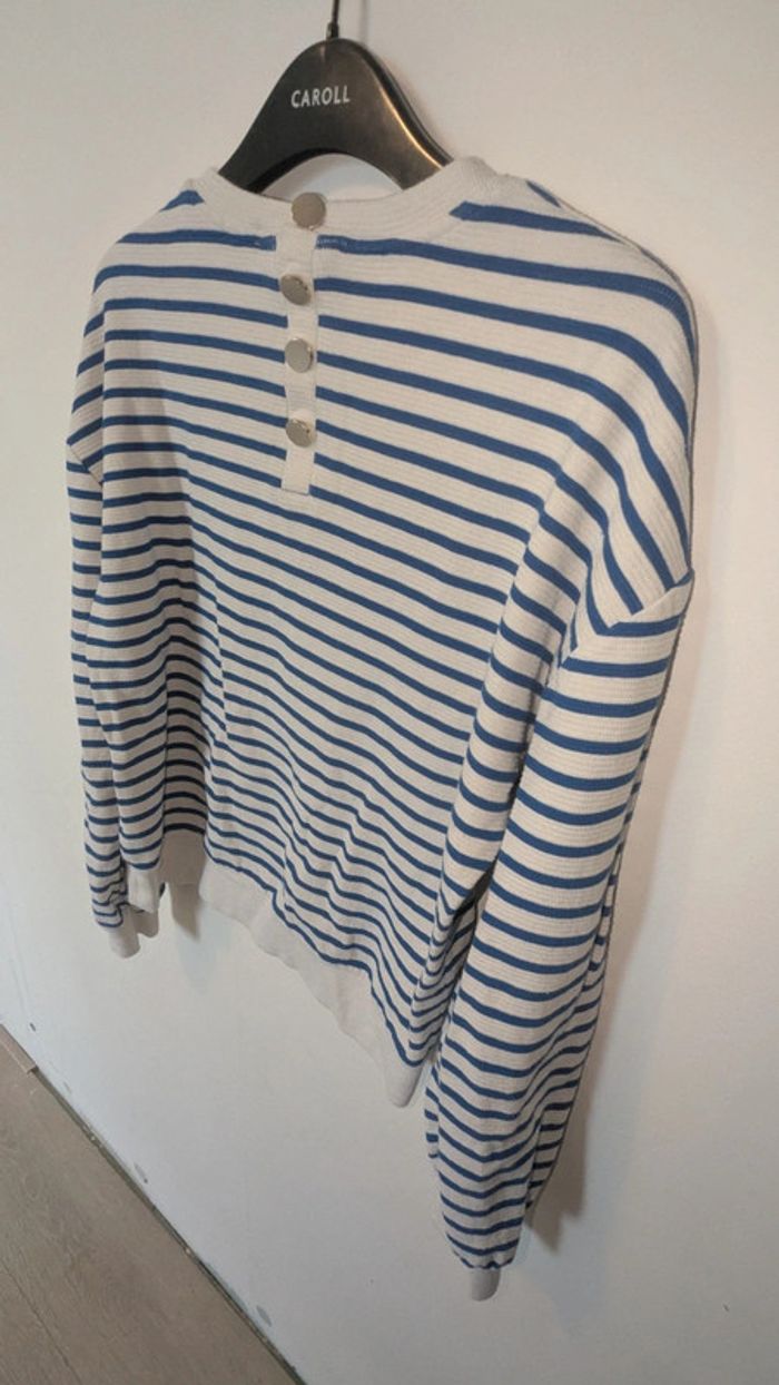 Pull rayé femme blanc et bleu S - photo numéro 3