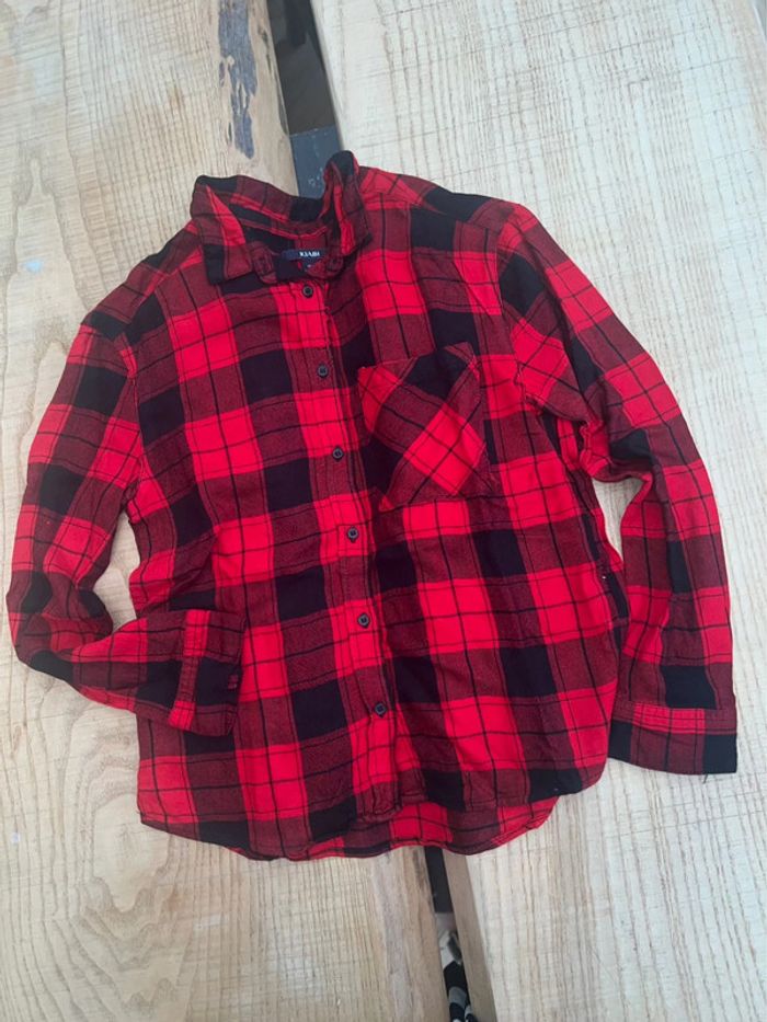 Chemise 10 ans in extenso rouge et noir garçon manches longues