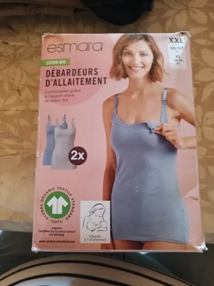 Lot de 2 débardeurs d allaitement en coton bio taille xxl 50/52