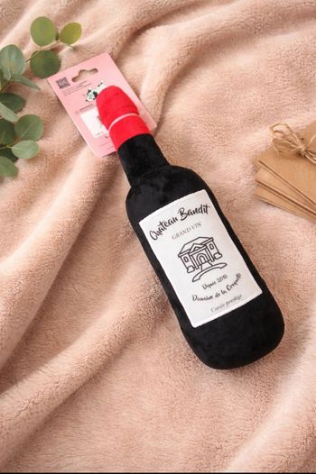 🍷 Jouet pour chien – Bouteille de vin avec pouic-pouic (NEUF)
