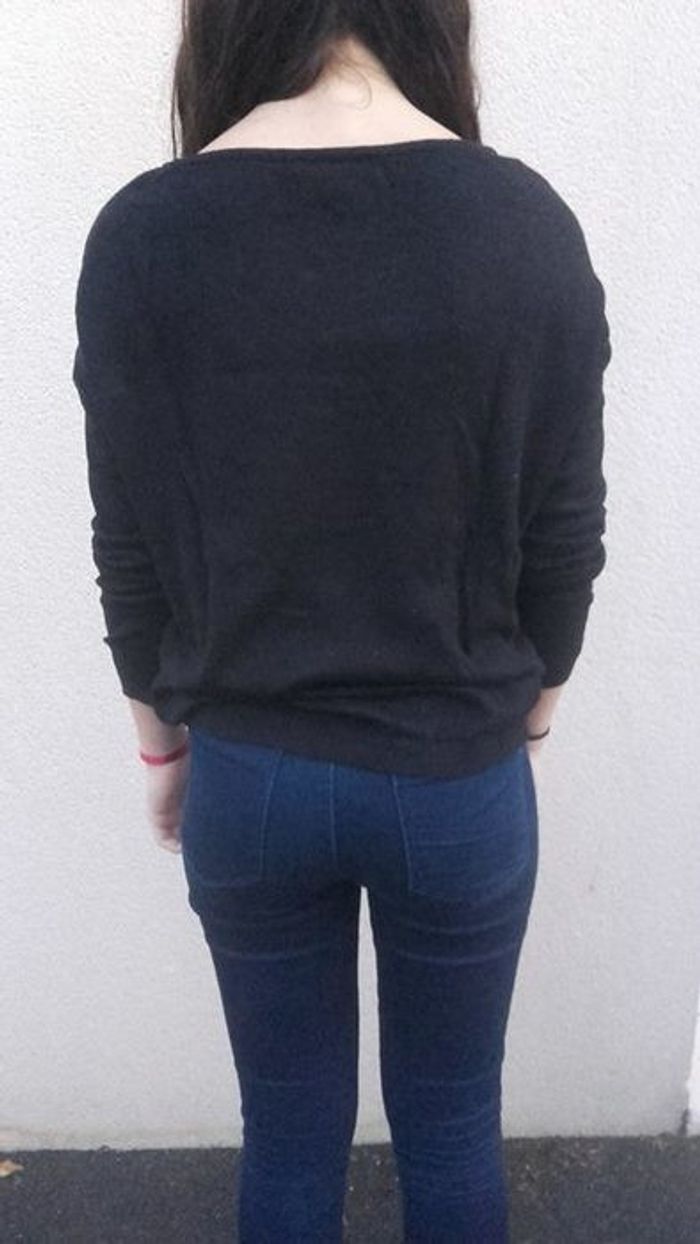 pull noir au motif tigre gris pailleté - photo numéro 3