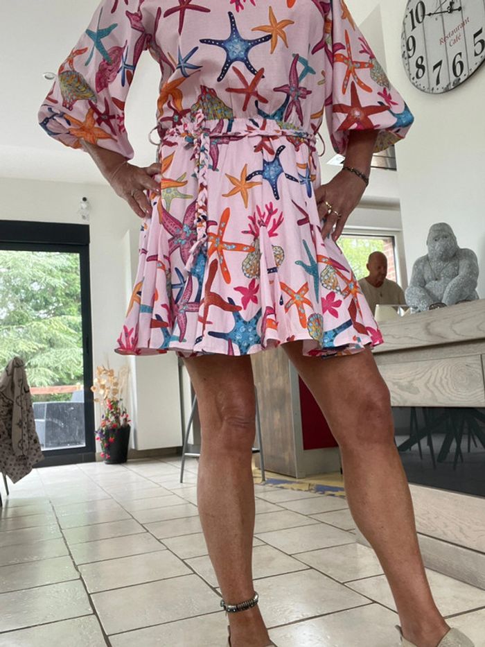 Loavies Jolie robe rose a imprimé graphique hyper fraîche à porter toutes saisons taille 38 - photo numéro 7