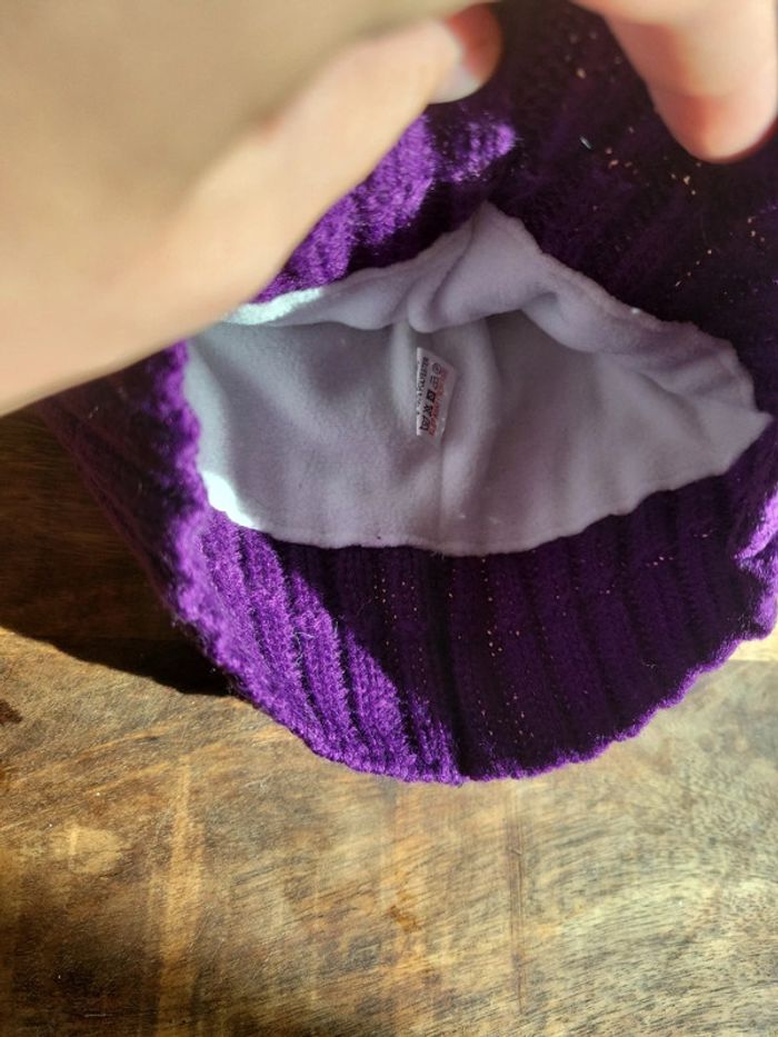 Bonnet doublure 4 et 8 ans violet rose enfant fille - photo numéro 5