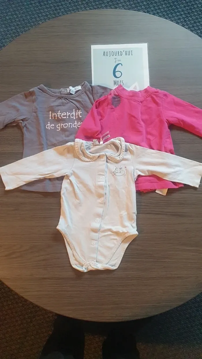 Lot de 2 Tee-shirts manche longue et 1 bodie 6 mois orchestra