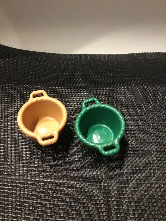 Playmobil lot 2 corbeilles paniers en osier 1 beige et 1 verte country ferme écurie - photo numéro 2