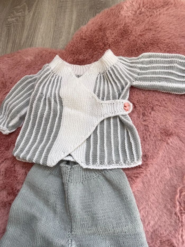 Ensemble tricot gris bébé mixte - photo numéro 3
