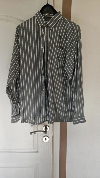 Chemise à manches longues pour homme grise à dessin blanc, Tacot Bleu, XL