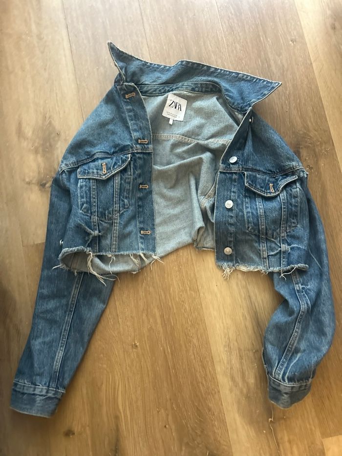 Veste en jean Zara courte taille M bleu - photo numéro 5