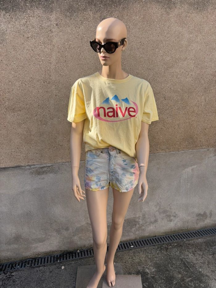 Short en jeans neuf taille haute éleven paris - photo numéro 3