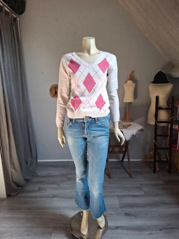 Pull en V avec damiers C&A