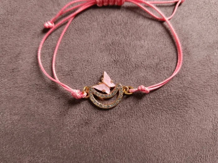 Bracelet réglable rose papillon - photo numéro 2